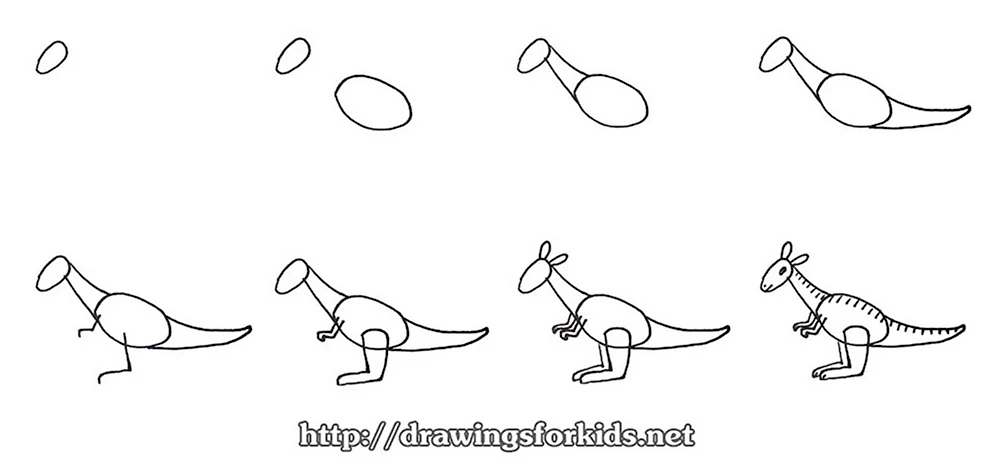 Поэтапное рисование кенгуру для детей
