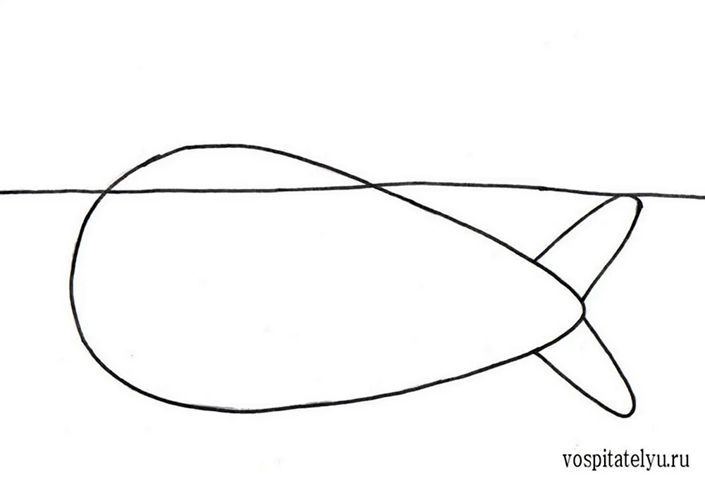 Поэтапное рисование кита для дошкольников 5-6 лет
