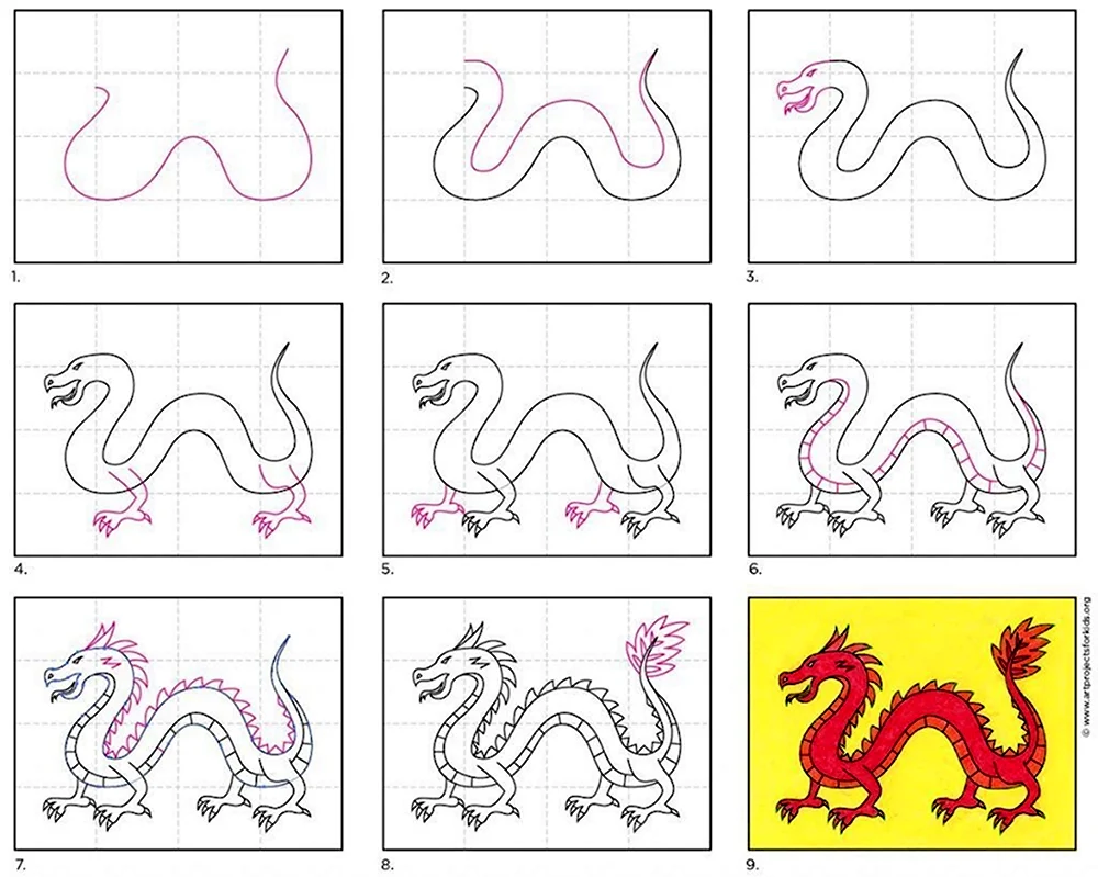 Поэтапное рисование китайского дракона