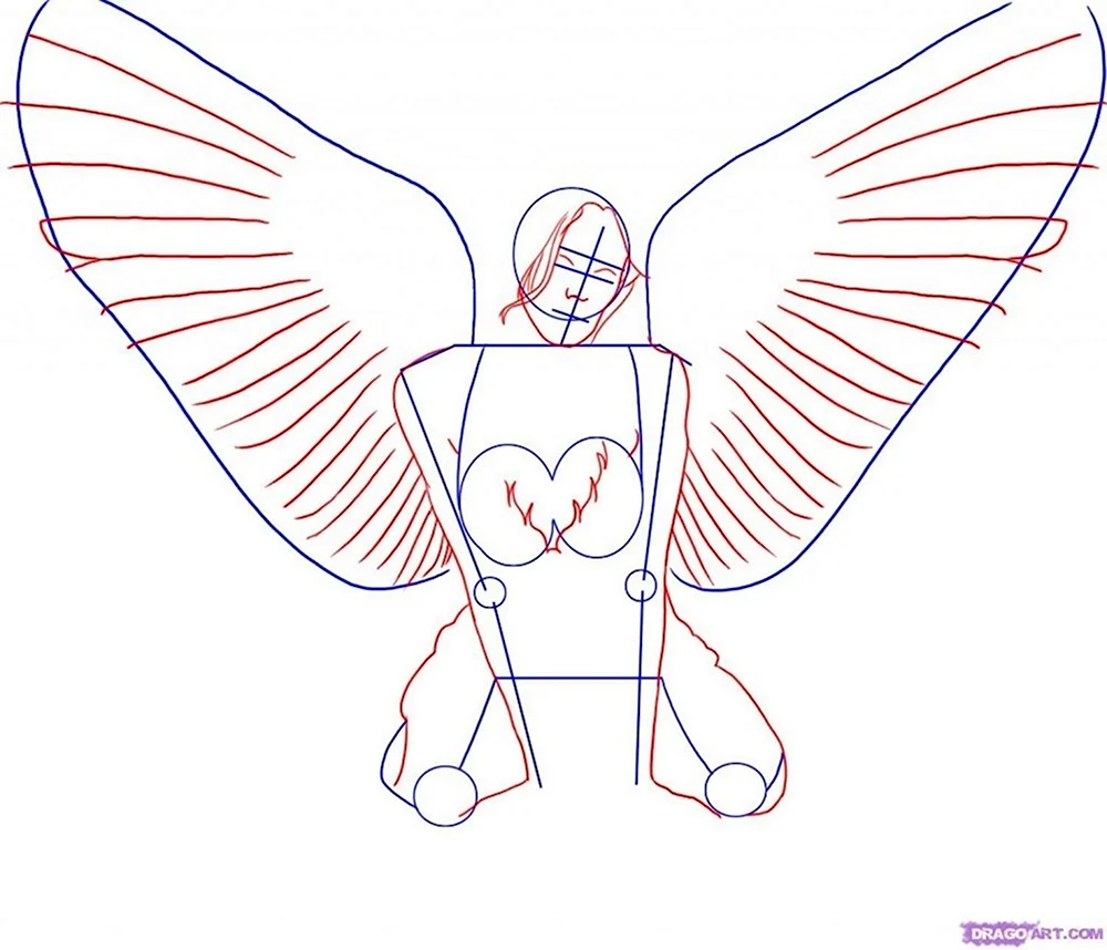 Поэтапное рисование крыльев ангела