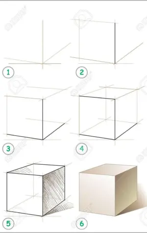 Поэтапное рисование куб