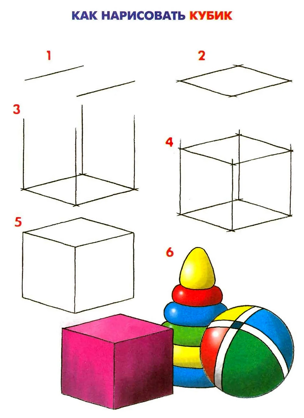 Поэтапное рисование куб