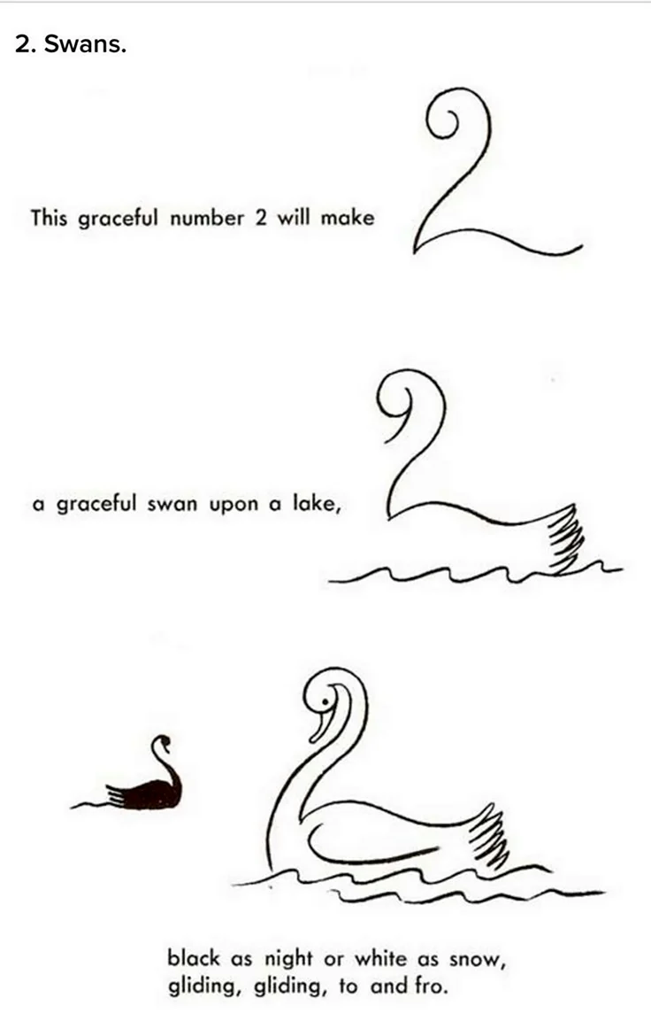 Поэтапное рисование лебедя для детей