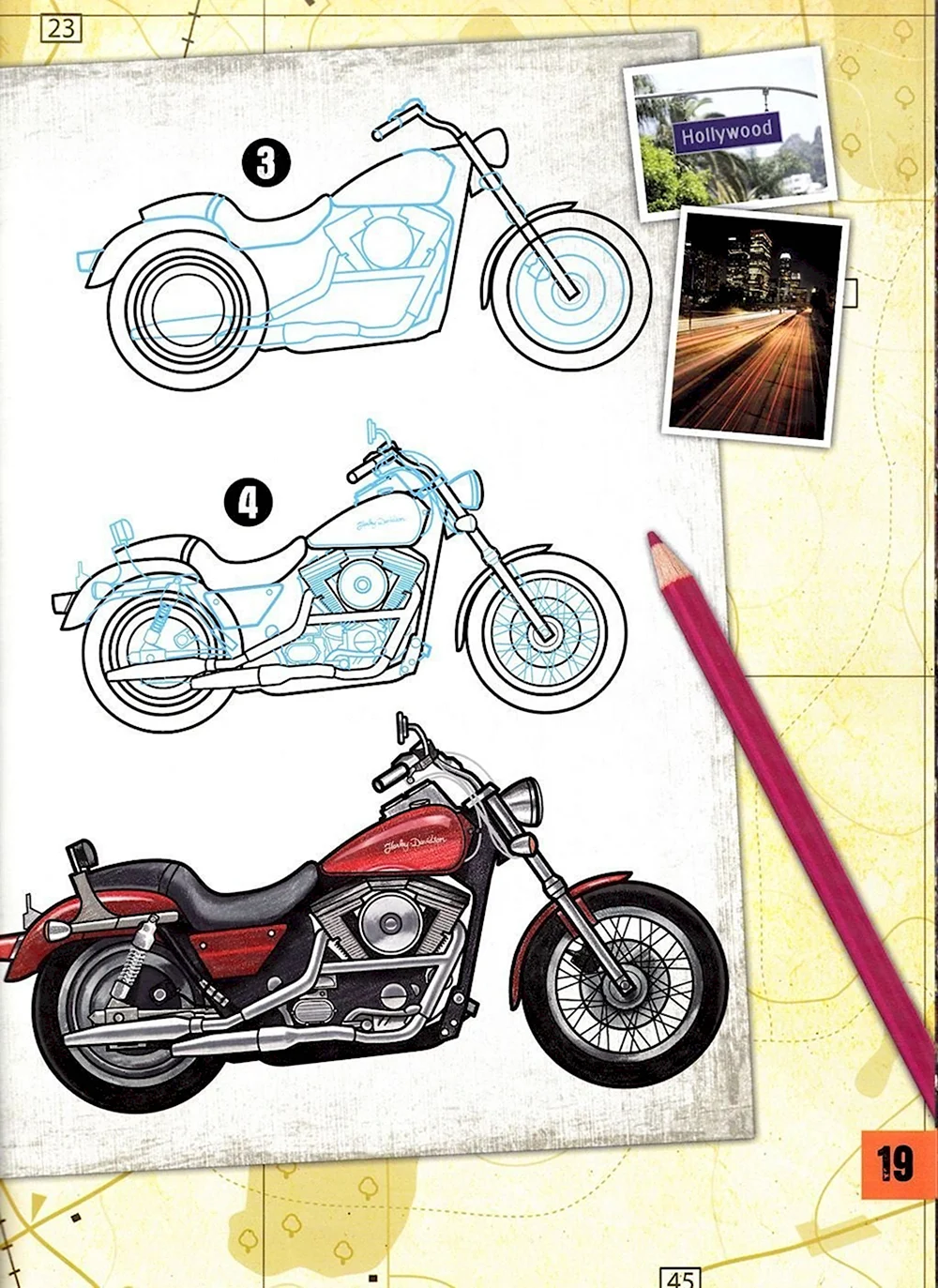 Поэтапное рисование мотоцикла