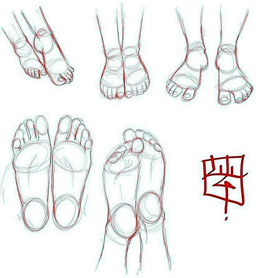 Поэтапное рисование ног