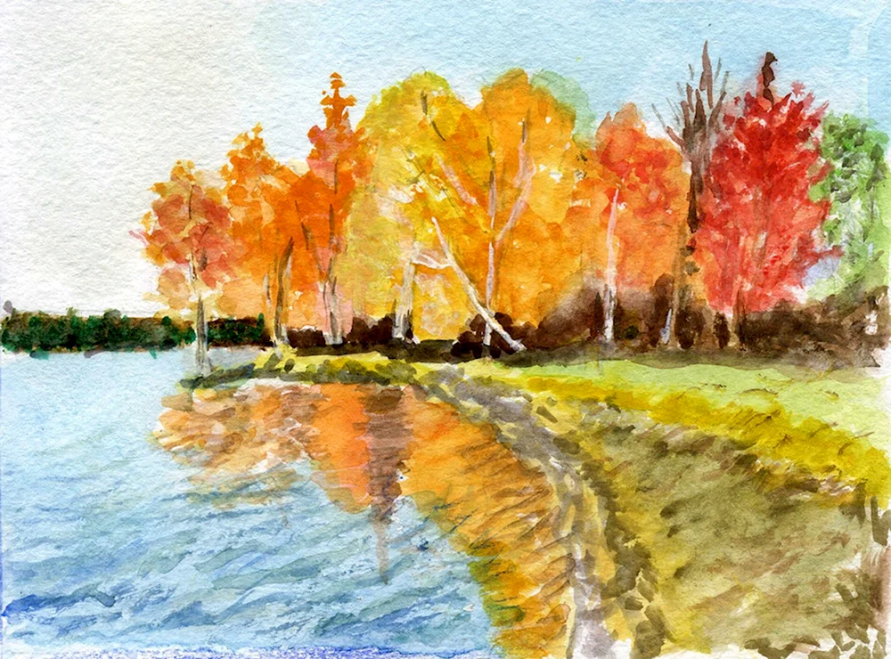 Поэтапное рисование осеннего пейзажа