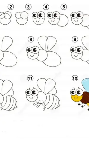 Поэтапное рисование пчелы для детей