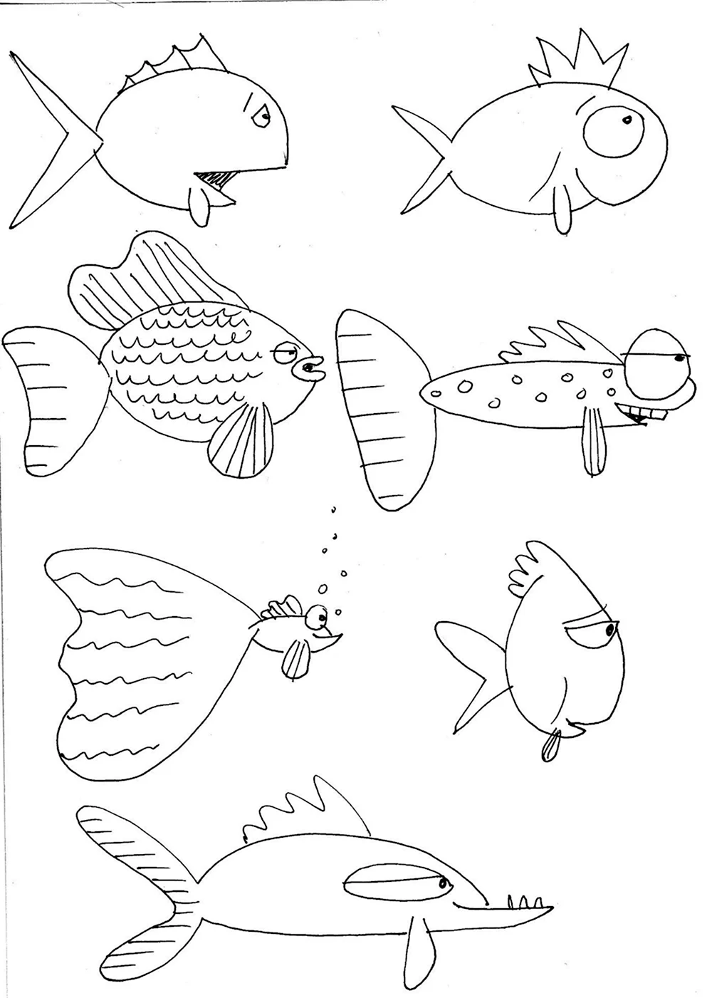Поэтапное рисование рыбки