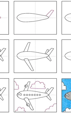 Поэтапное рисование самолета для дошкольников