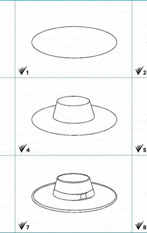 Поэтапное рисование шляпы