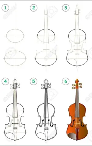 Поэтапное рисование скрипки