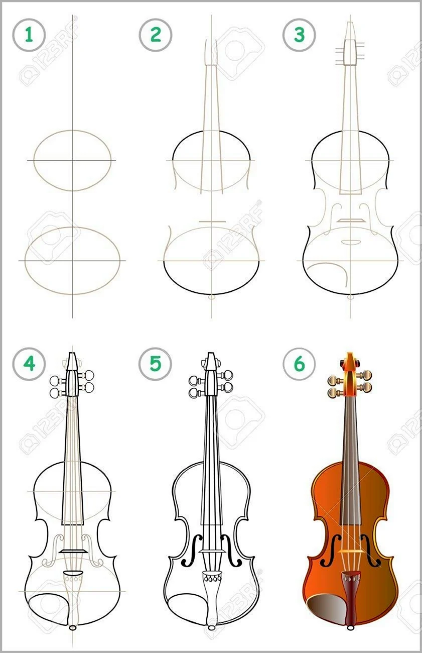 Поэтапное рисование скрипки