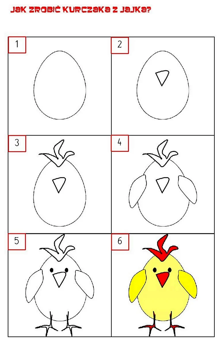 Поэтапное рисование цыпленка