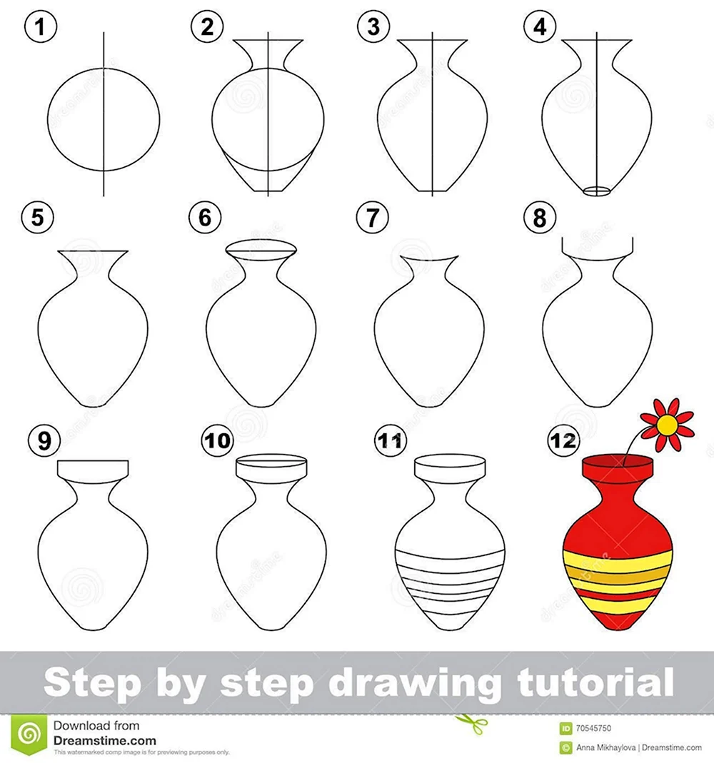 Поэтапное рисование вазы