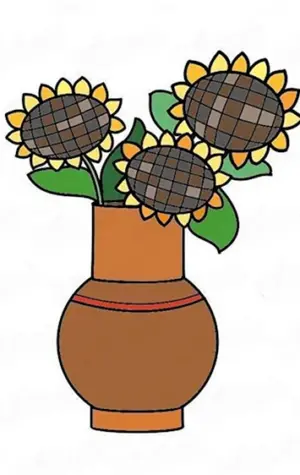 Поэтапное рисование вазы с цветами