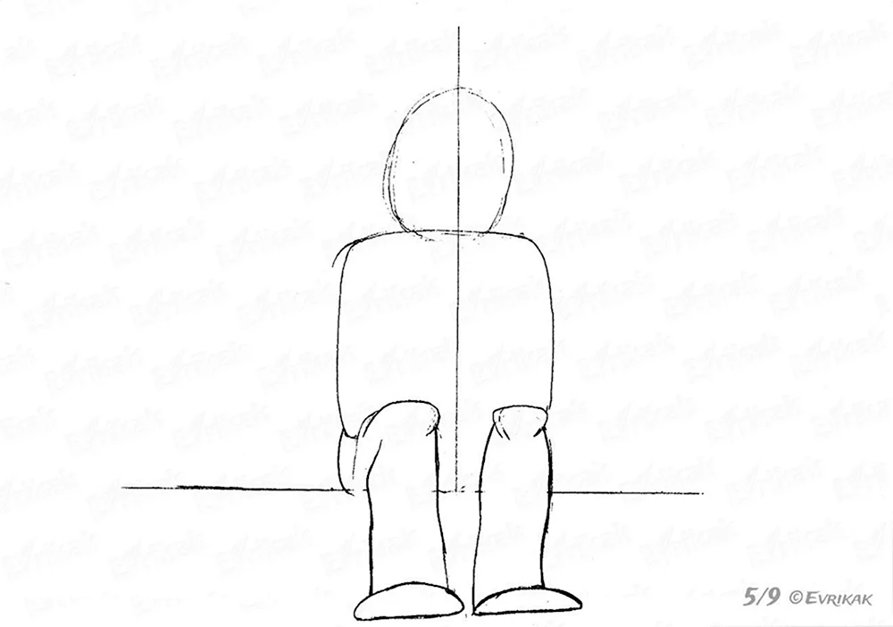 Поэтапный рисунок сидящего человека