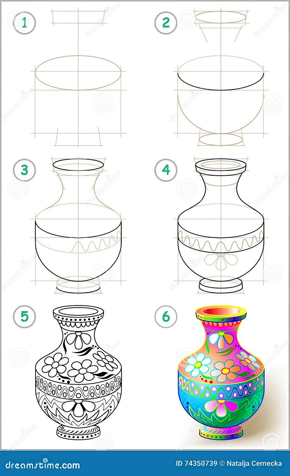 Поэтапный рисунок вазы