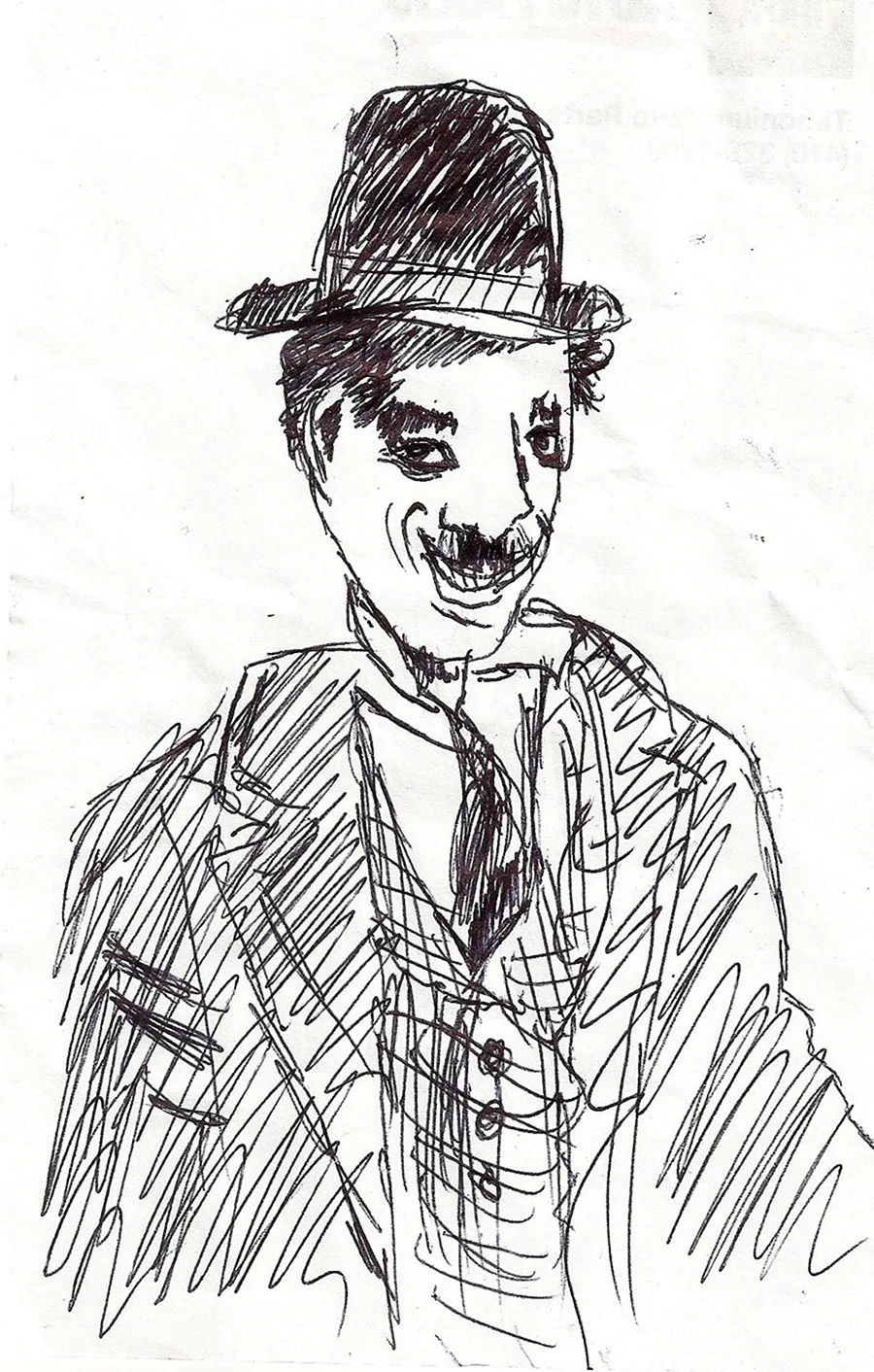Портрет Чарли Чаплина карандашом