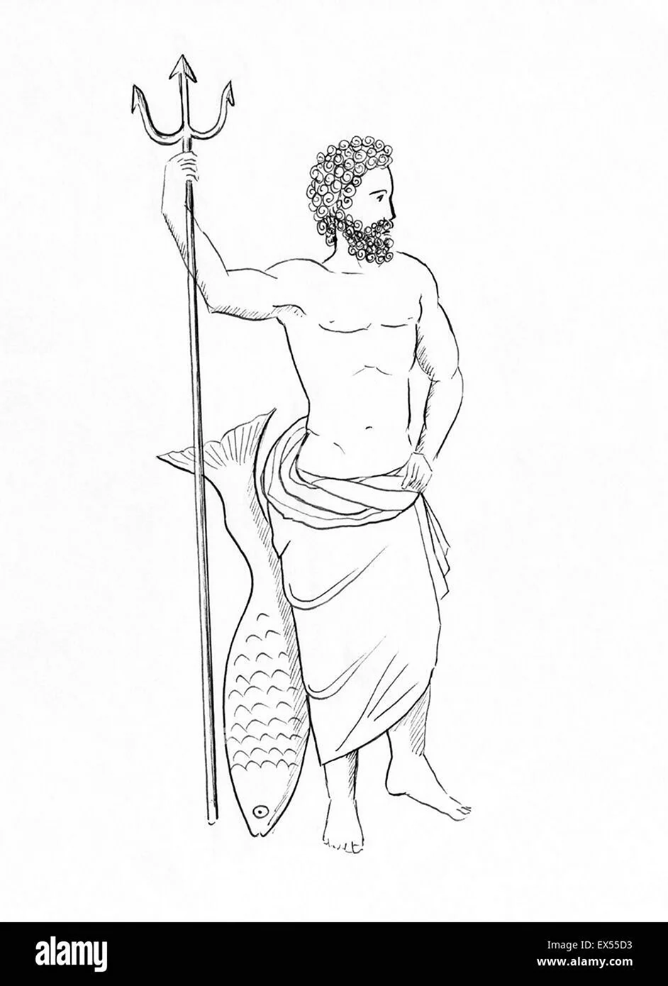 Посейдон Бог древней Греции рисунок карандашом