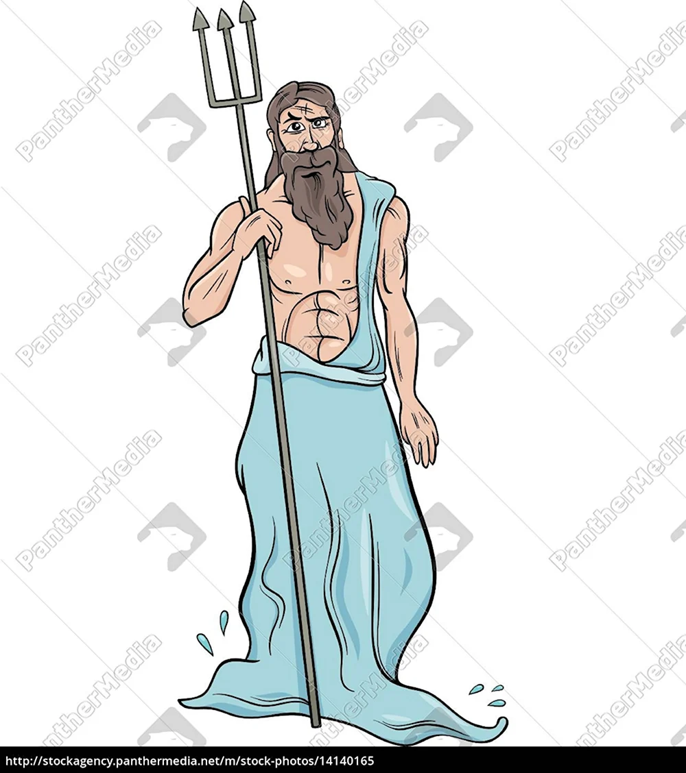 Посейдон древнегреческий Бог иллюстрация