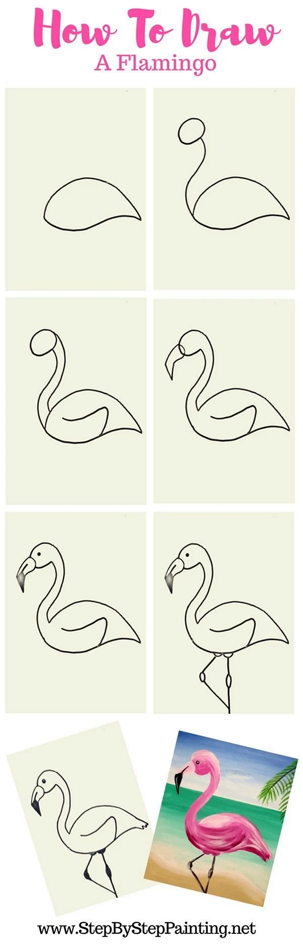 Пошаговое рисование Фламинго