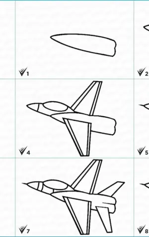 Пошаговое рисование самолета