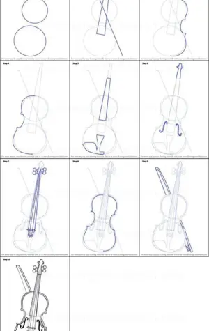 Пошаговое рисование скрипки