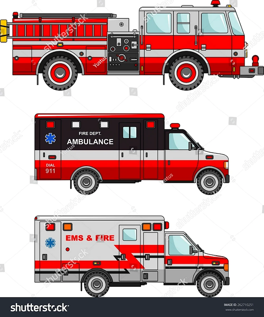 Пожарная машина сбоку рисунок