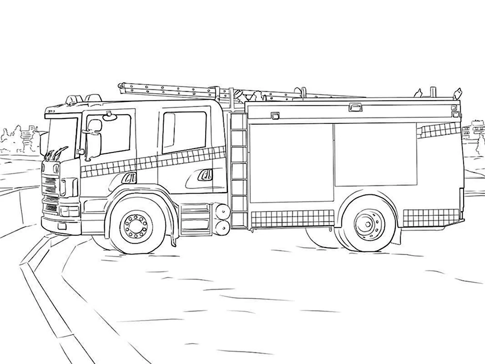 Пожарная машина Scania раскраска