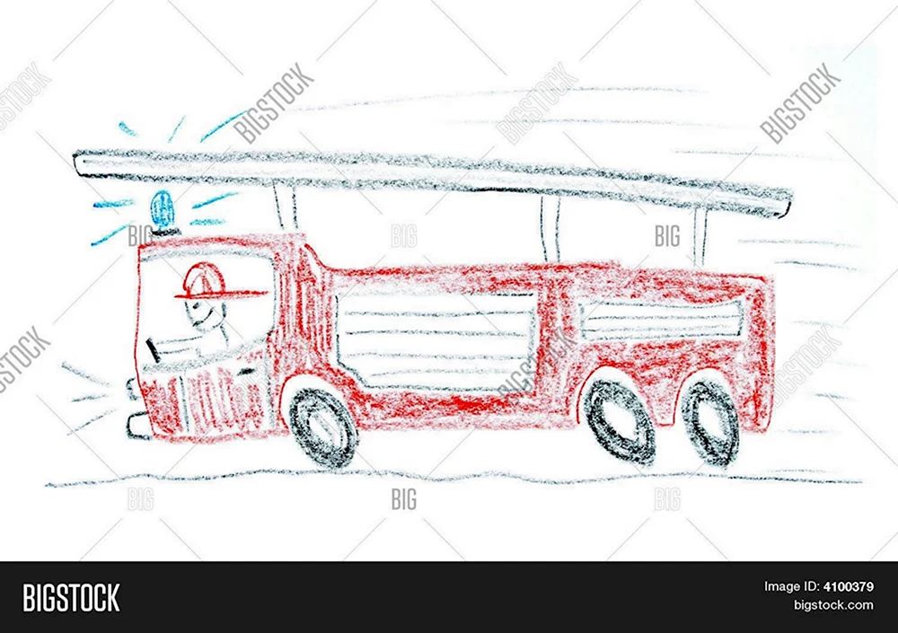 Пожарная машина схема рисования для детей