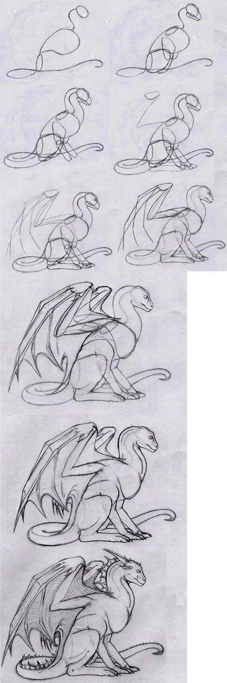 Позы для рисования драконов легко