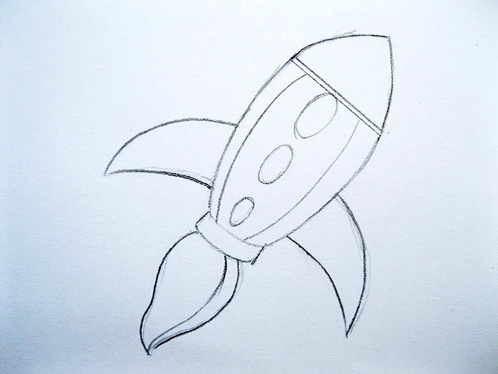 Ракета рисунок карандашом легкий