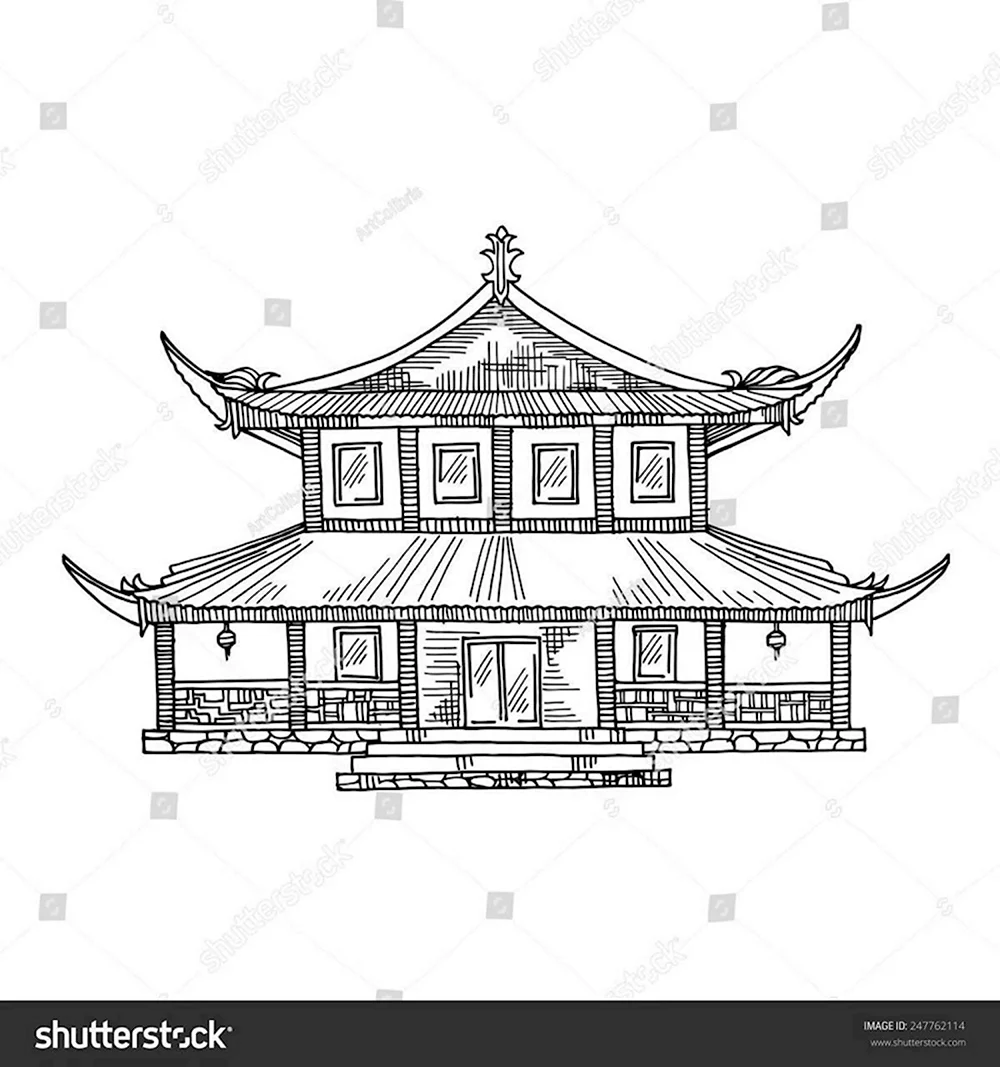 Раскрасить китайский домик