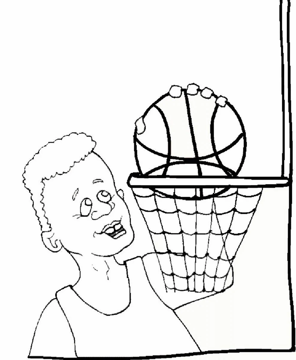 Раскраска баскетболист с мячом
