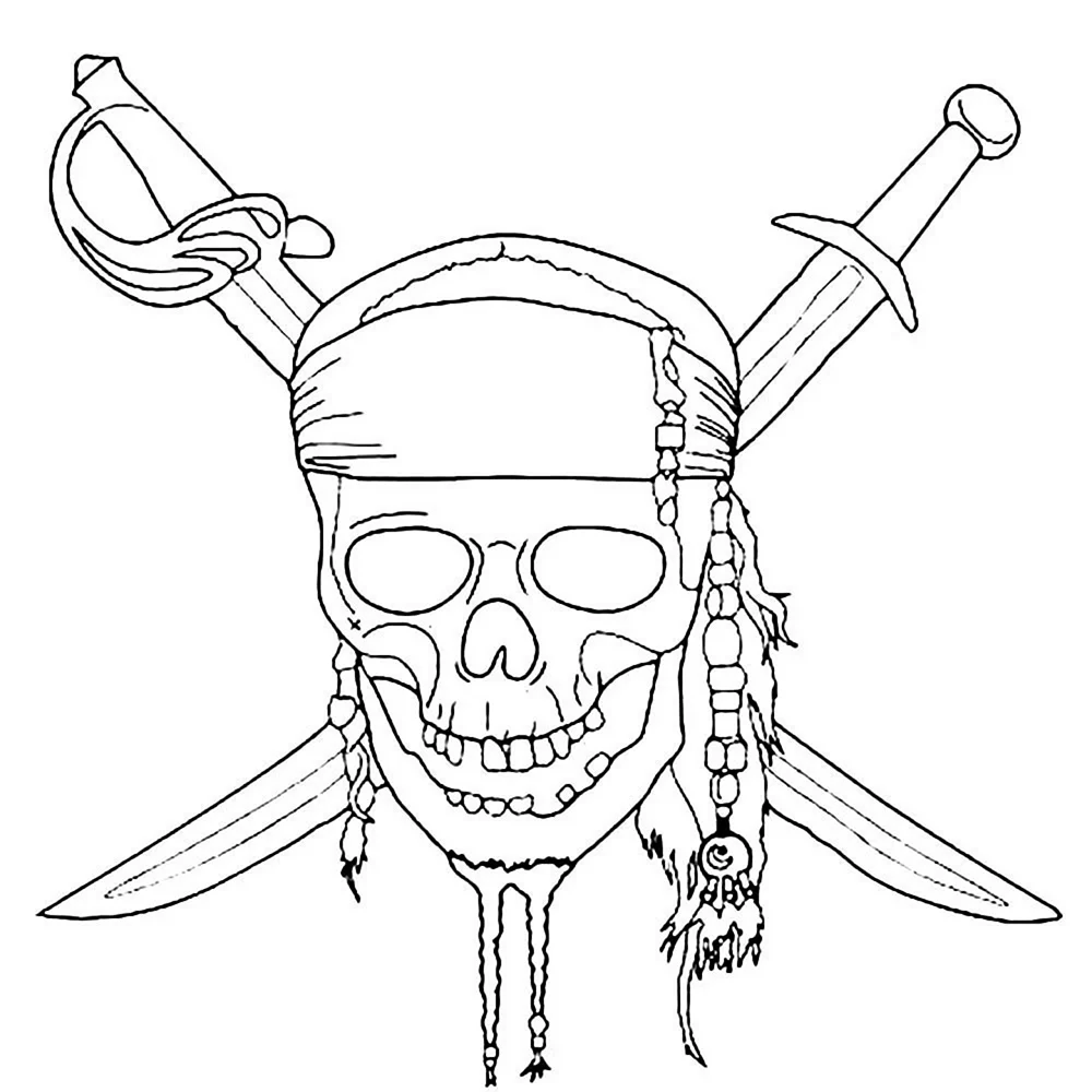 Раскраска Джека воробья из пиратов Карибского моря