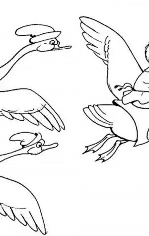 Раскраска гуси-лебеди