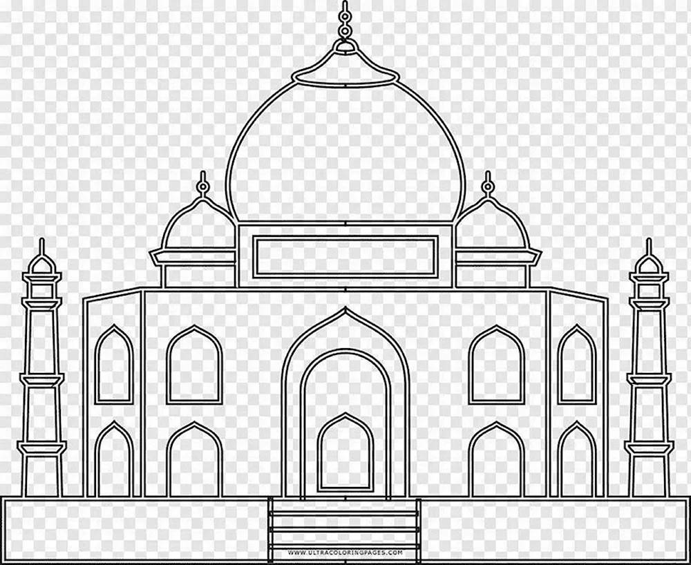 Раскраска храм Тадж Махал Индия