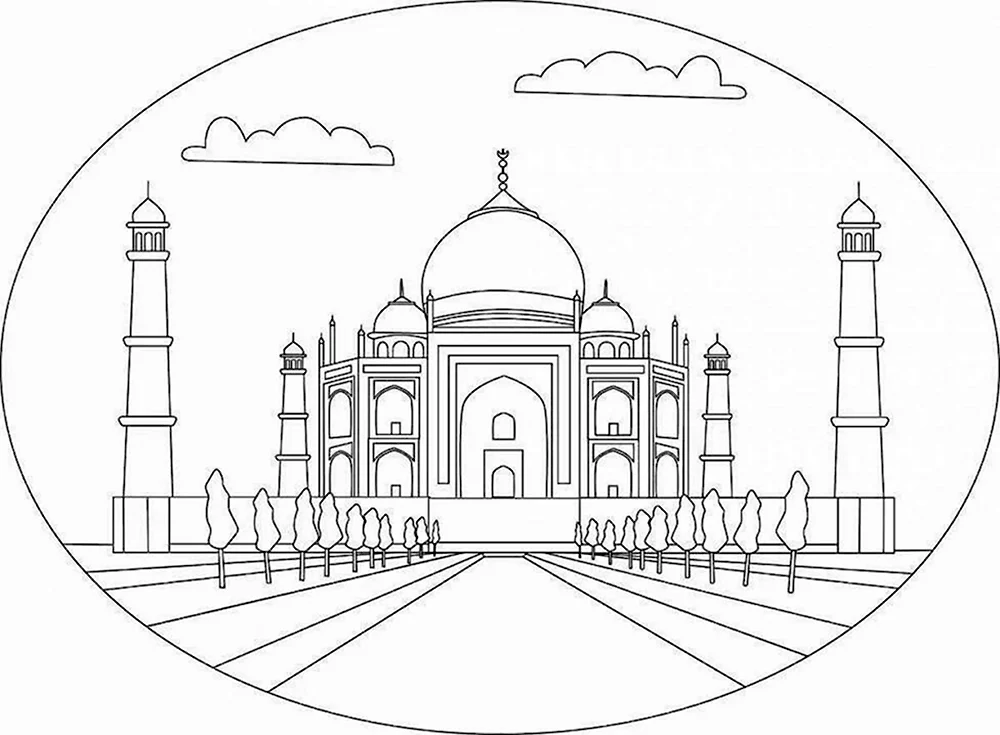 Раскраска храм Тадж Махал Индия