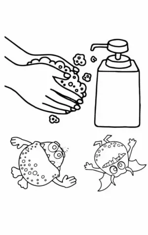 Раскраска мыть руки для детей