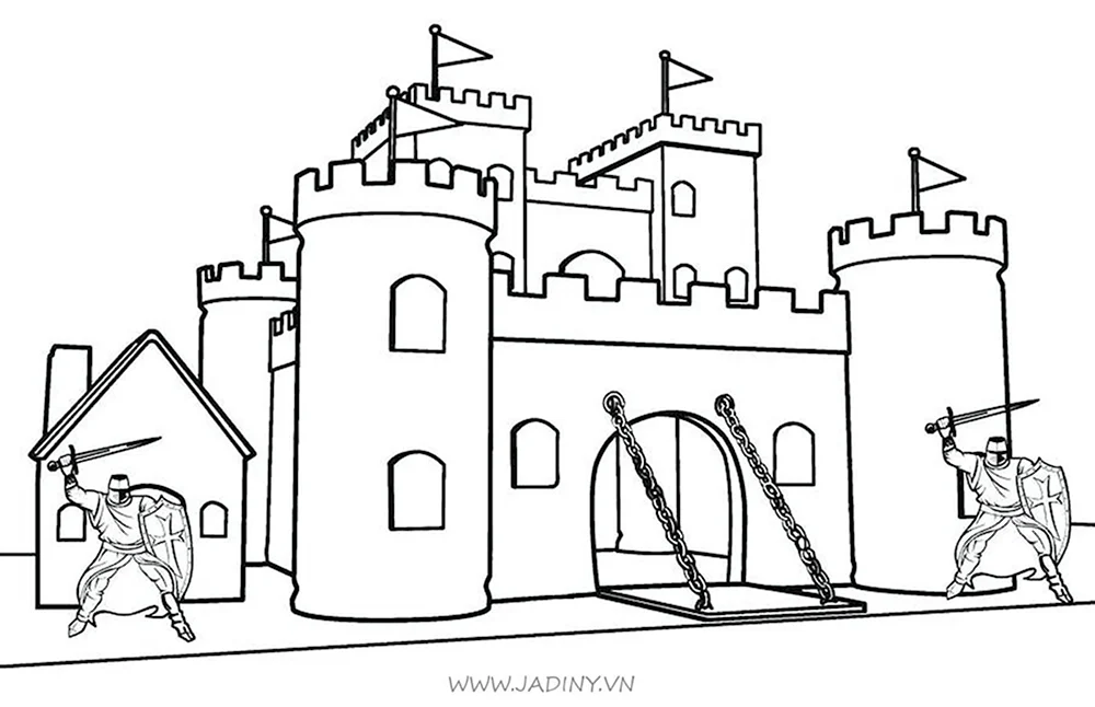 Раскраска Рыцарский замок средневековья
