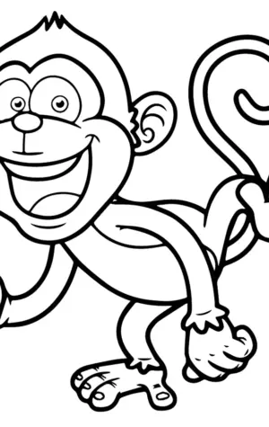 Раскраска шимпанзе с бананом
