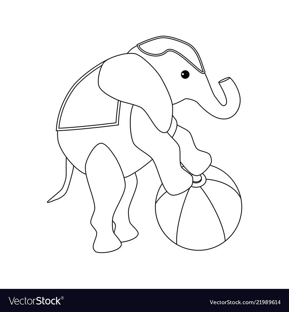 Раскраска слон с мячом