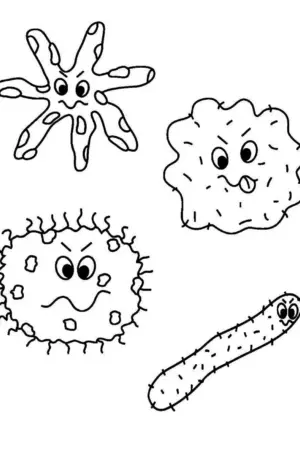Раскраска вирусы и микробы для детей