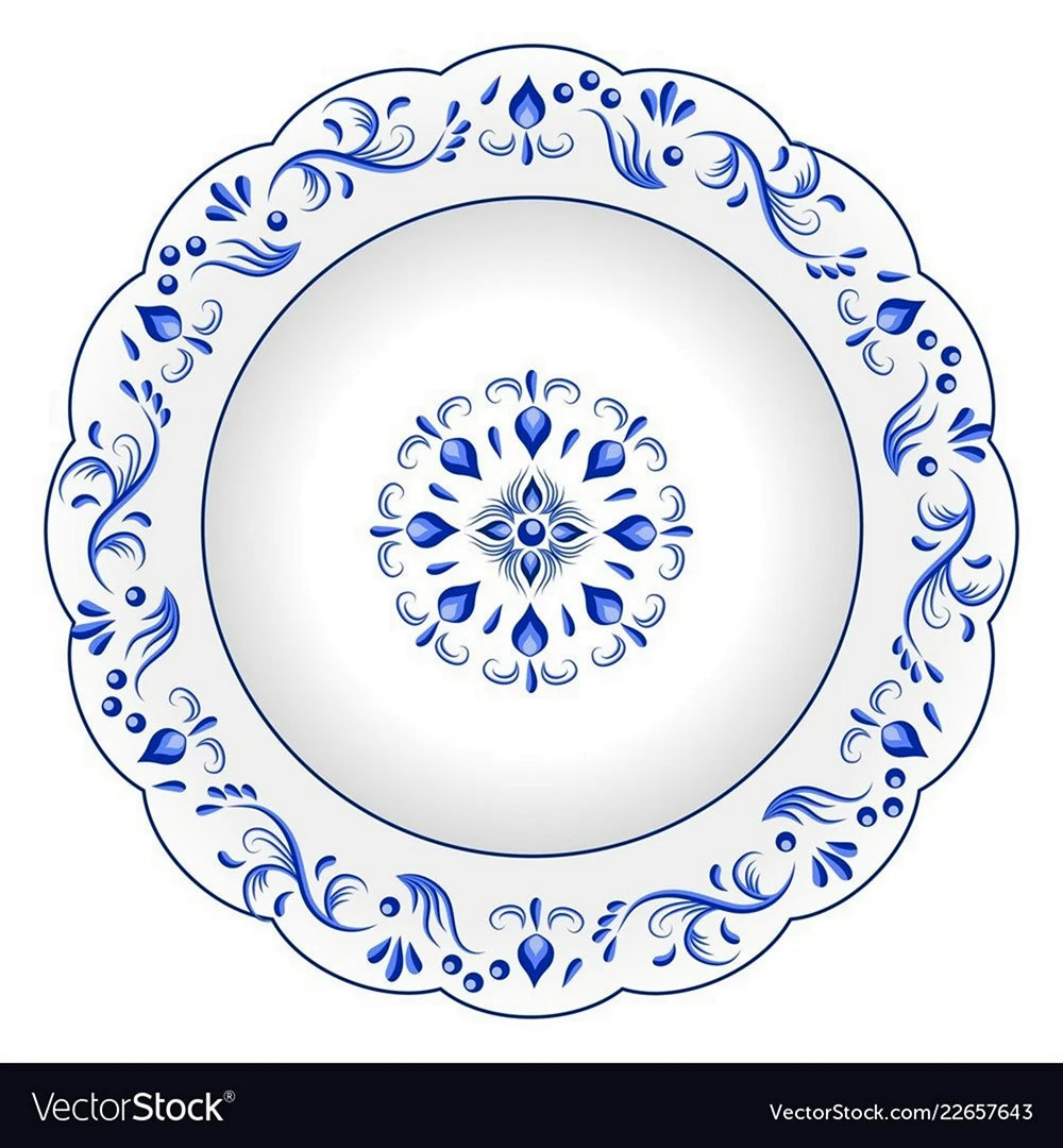 Расписная тарелка Гжель