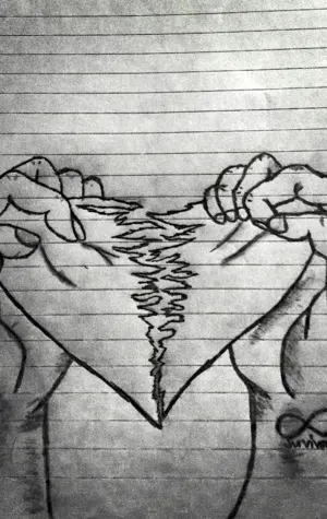 Разбитое сердце карандашом
