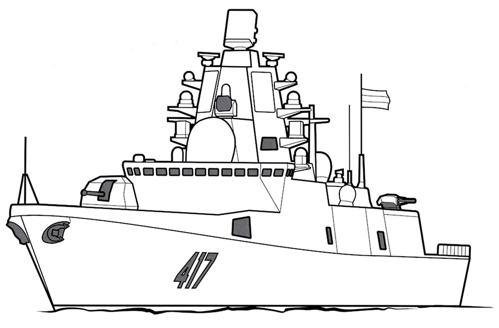 Разукрашки для детей корабли военные