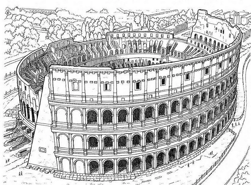 Рим Рим амфитеатр Колизей раскраска