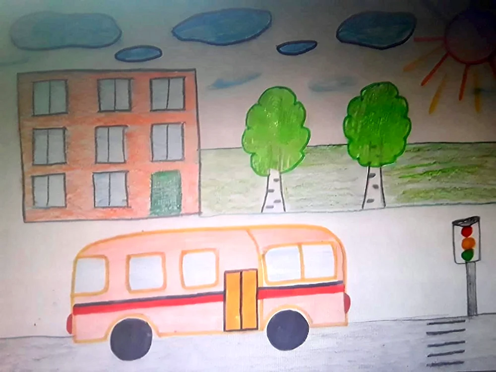Рисование автобус в старшей группе