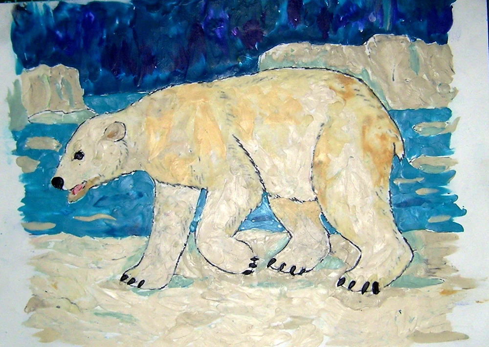 Рисование «белый медведь и Северное сияние» Лыкова