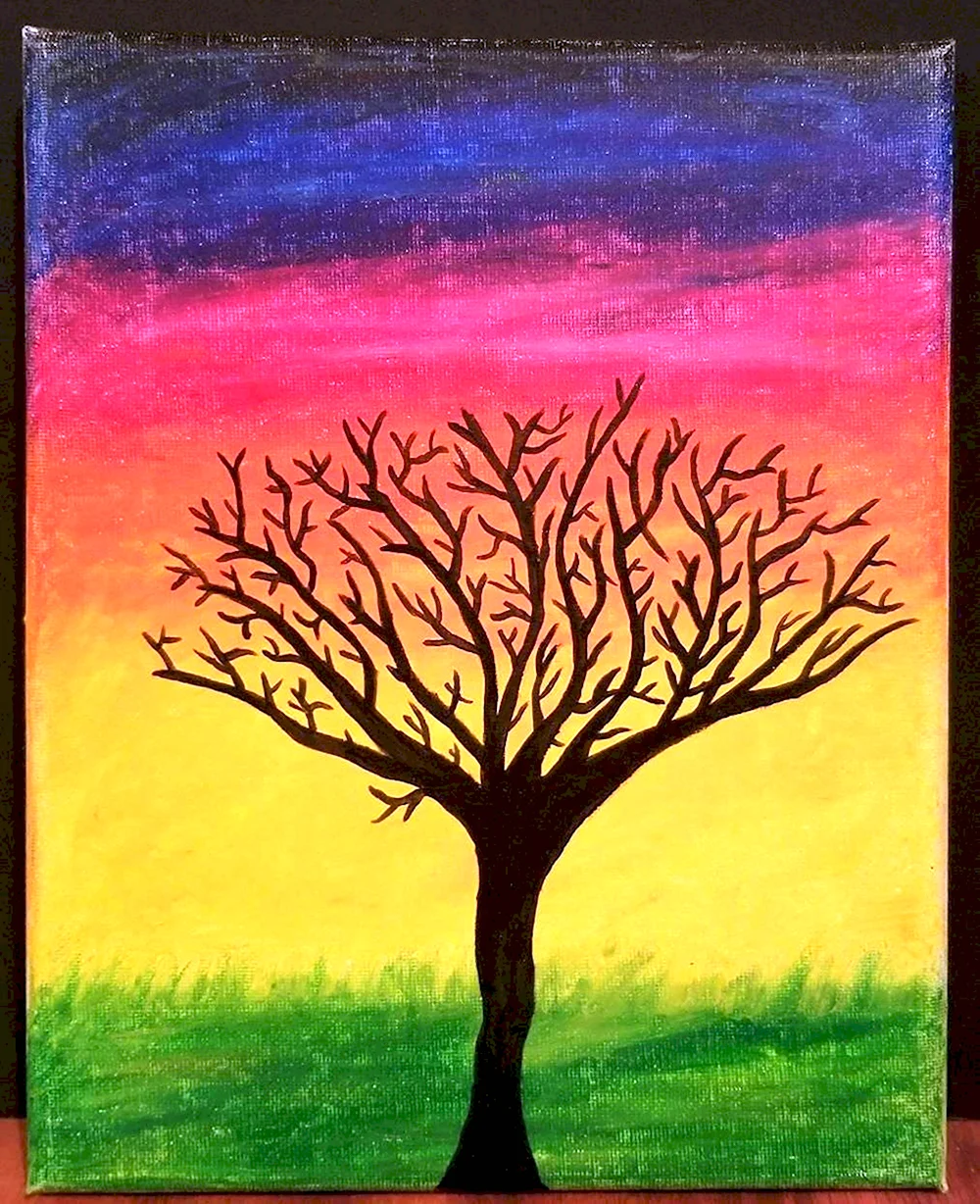 Рисование деревья на закате